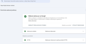 nástroj google search console - kontrola indexovanej url